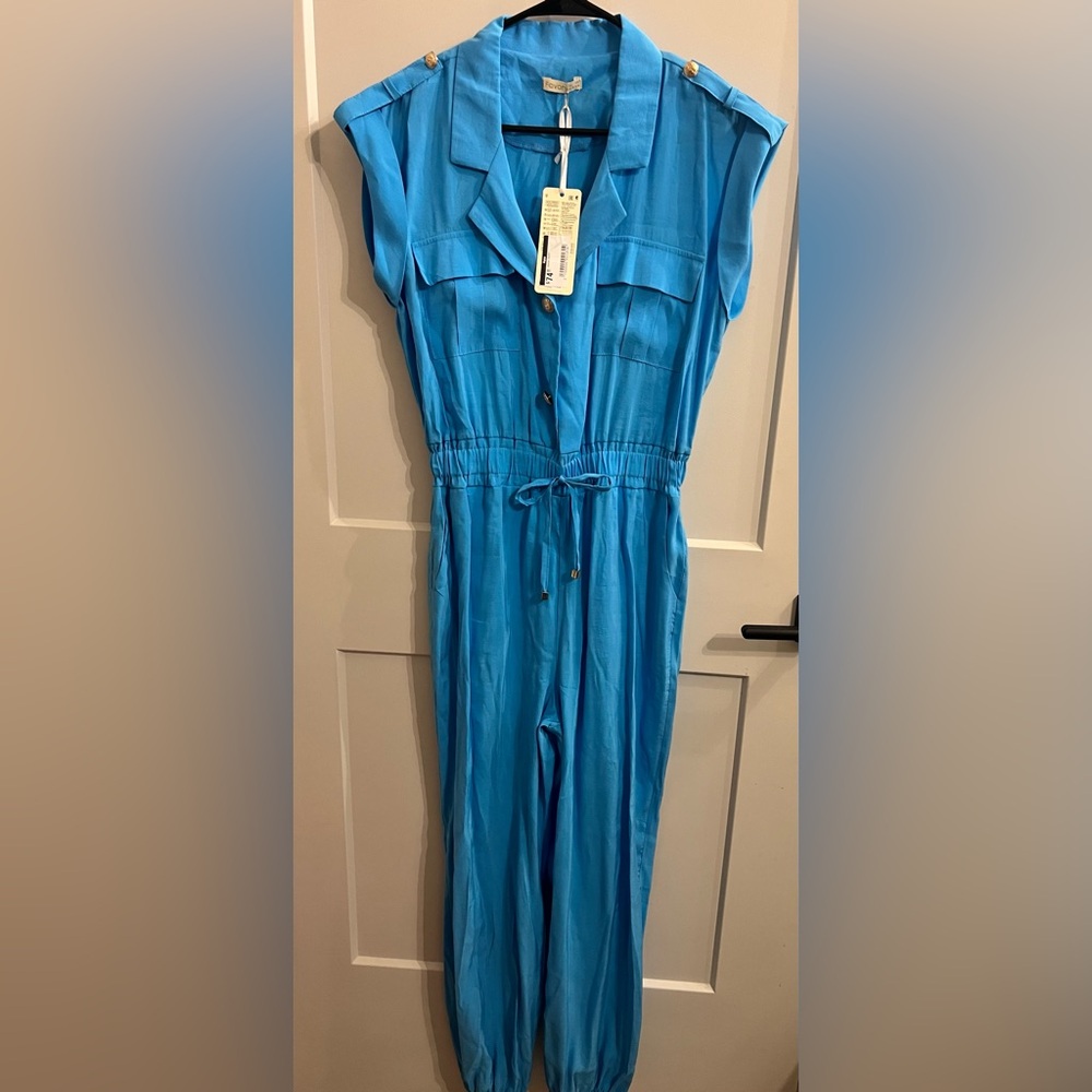 All in Favor Bright Blue Jumpsuit